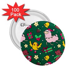 Funny Decoration Christmas Pattern Background 2 25  Buttons (100 Pack)  by Vaneshart