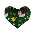 Funny Decoration Christmas Pattern Background Standard 16  Premium Heart Shape Cushions Front