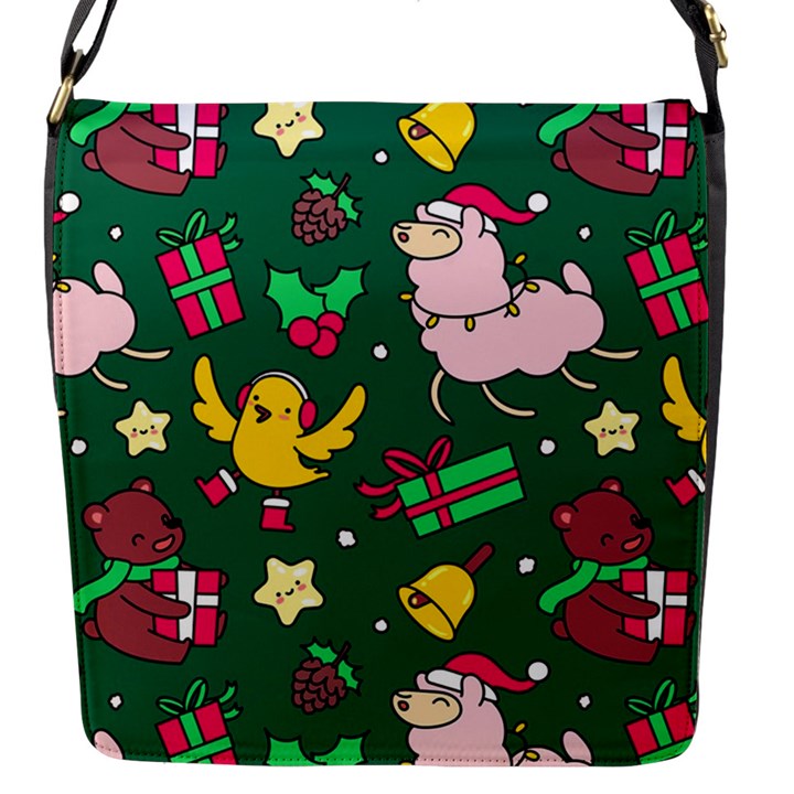 Funny Decoration Christmas Pattern Background Flap Closure Messenger Bag (S)