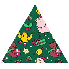 Funny Decoration Christmas Pattern Background Wooden Puzzle Triangle by Vaneshart