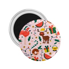 Colorful Funny Christmas Pattern Merry Xmas 2 25  Magnets by Vaneshart