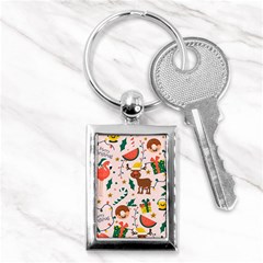 Colorful Funny Christmas Pattern Merry Xmas Key Chain (rectangle) by Vaneshart