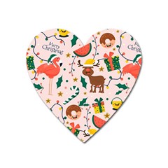 Colorful Funny Christmas Pattern Merry Xmas Heart Magnet by Vaneshart