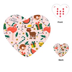 Colorful Funny Christmas Pattern Merry Xmas Playing Cards Single Design (heart) by Vaneshart