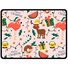 Colorful Funny Christmas Pattern Merry Xmas Fleece Blanket (large)  by Vaneshart