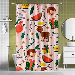 Colorful Funny Christmas Pattern Merry Xmas Shower Curtain 48  X 72  (small)  by Vaneshart