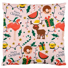 Colorful Funny Christmas Pattern Merry Xmas Large Flano Cushion Case (two Sides) by Vaneshart