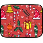 Colorful Funny Christmas Pattern Double Sided Fleece Blanket (Mini)  35 x27  Blanket Front