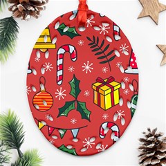 Colorful Funny Christmas Pattern Oval Filigree Ornament (two Sides) by Vaneshart