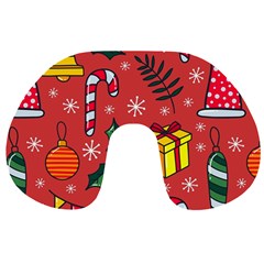 Colorful Funny Christmas Pattern Travel Neck Pillow by Vaneshart