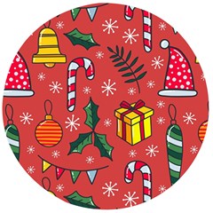 Colorful Funny Christmas Pattern Wooden Bottle Opener (round) by Vaneshart