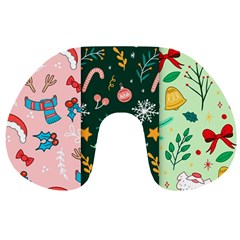 Hand Drawn Christmas Pattern Collection Travel Neck Pillow by Vaneshart