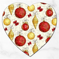 Vintage Christmas Pattern Background Jigsaw Puzzle (heart) by Vaneshart