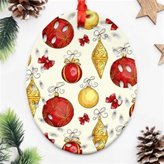 Vintage Christmas Pattern Background Ornament (oval Filigree) by Vaneshart