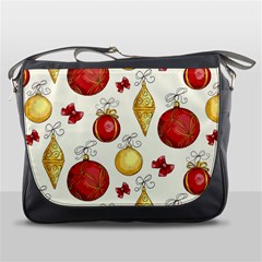 Vintage Christmas Pattern Background Messenger Bag by Vaneshart