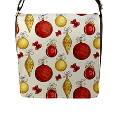 Vintage Christmas Pattern Background Flap Closure Messenger Bag (l) by Vaneshart