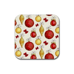 Vintage Christmas Pattern Background Rubber Coaster (square)  by Vaneshart