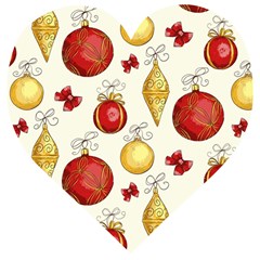 Vintage Christmas Pattern Background Wooden Puzzle Heart by Vaneshart