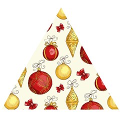 Vintage Christmas Pattern Background Wooden Puzzle Triangle by Vaneshart