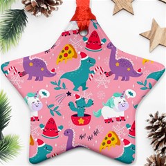 Colorful Funny Christmas Pattern Ho Ho Ho Ornament (star) by Vaneshart