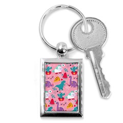 Colorful Funny Christmas Pattern Ho Ho Ho Key Chain (rectangle) by Vaneshart