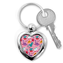 Colorful Funny Christmas Pattern Ho Ho Ho Key Chain (heart) by Vaneshart