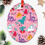 Colorful Funny Christmas Pattern Ho Ho Ho Ornament (Oval Filigree) Front