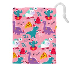 Colorful Funny Christmas Pattern Ho Ho Ho Drawstring Pouch (4xl) by Vaneshart