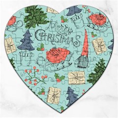 Vintage Christmas Pattern Jigsaw Puzzle (heart) by Vaneshart