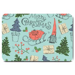 Vintage Christmas Pattern Large Doormat  by Vaneshart