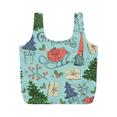 Vintage Christmas Pattern Full Print Recycle Bag (m) by Vaneshart