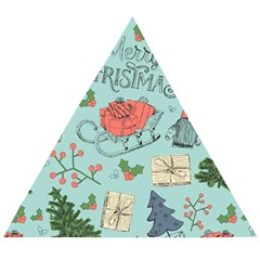 Vintage Christmas Pattern Wooden Puzzle Triangle by Vaneshart