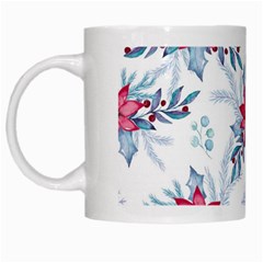 Watercolor Christmas Floral Seamless Pattern White Mugs by Vaneshart