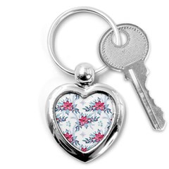 Watercolor Christmas Floral Seamless Pattern Key Chain (heart) by Vaneshart