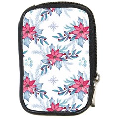 Watercolor Christmas Floral Seamless Pattern Compact Camera Leather Case by Vaneshart