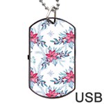 Watercolor Christmas Floral Seamless Pattern Dog Tag USB Flash (Two Sides) Front