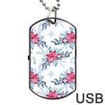 Watercolor Christmas Floral Seamless Pattern Dog Tag USB Flash (Two Sides) Back