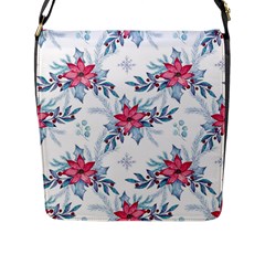 Watercolor Christmas Floral Seamless Pattern Flap Closure Messenger Bag (l) by Vaneshart