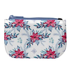 Watercolor Christmas Floral Seamless Pattern Large Coin Purse by Vaneshart