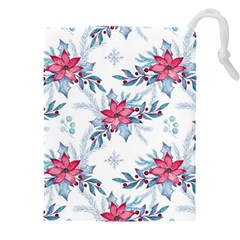 Watercolor Christmas Floral Seamless Pattern Drawstring Pouch (4xl) by Vaneshart