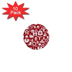 Christmas Seamless Pattern Icons 1  Mini Buttons (10 Pack)  by Vaneshart