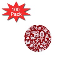 Christmas Seamless Pattern Icons 1  Mini Buttons (100 Pack)  by Vaneshart