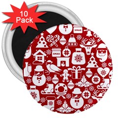 Christmas Seamless Pattern Icons 3  Magnets (10 Pack)  by Vaneshart