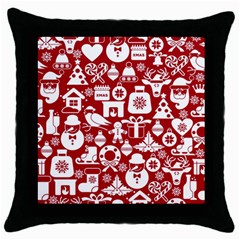 Christmas Seamless Pattern Icons Throw Pillow Case (black) by Vaneshart