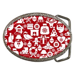 Christmas Seamless Pattern Icons Belt Buckles by Vaneshart