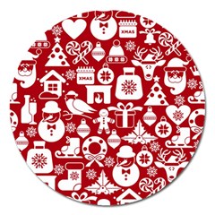 Christmas Seamless Pattern Icons Magnet 5  (round) by Vaneshart