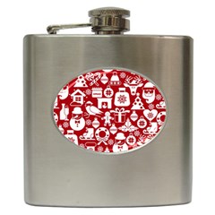 Christmas Seamless Pattern Icons Hip Flask (6 Oz) by Vaneshart