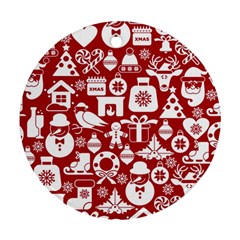 Christmas Seamless Pattern Icons Round Ornament (two Sides) by Vaneshart