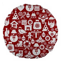 Christmas Seamless Pattern Icons Large 18  Premium Round Cushions by Vaneshart