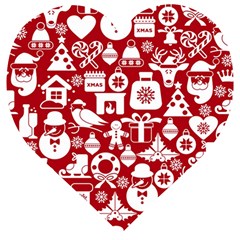 Christmas Seamless Pattern Icons Wooden Puzzle Heart by Vaneshart